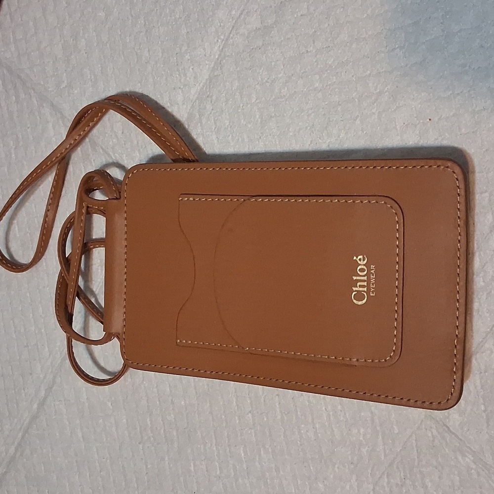 Chloe, Beautiful Brown Eyewear And Card Holder  with long Strap.
